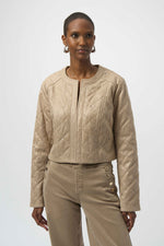 Joseph Ribkoff Foiled Faux Suede Diamond Quilt Studded Jacket