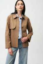 Joseph Ribkoff Cotton Twill Short Trench with Belt and Rhinestones Detail