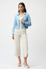 Joseph Ribkoff Foiled Faux Suede Fitted Jacket with Decorative Buckles