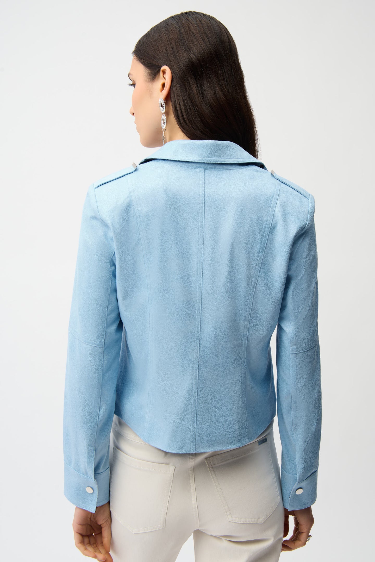 Joseph Ribkoff Foiled Faux Suede Fitted Jacket with Decorative Buckles