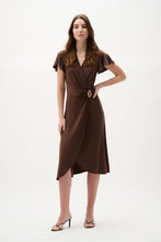 Joseph Ribkoff Silky Knit Wrap Dress with Ruffled Sleeves