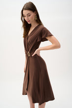 Joseph Ribkoff Silky Knit Wrap Dress with Ruffled Sleeves