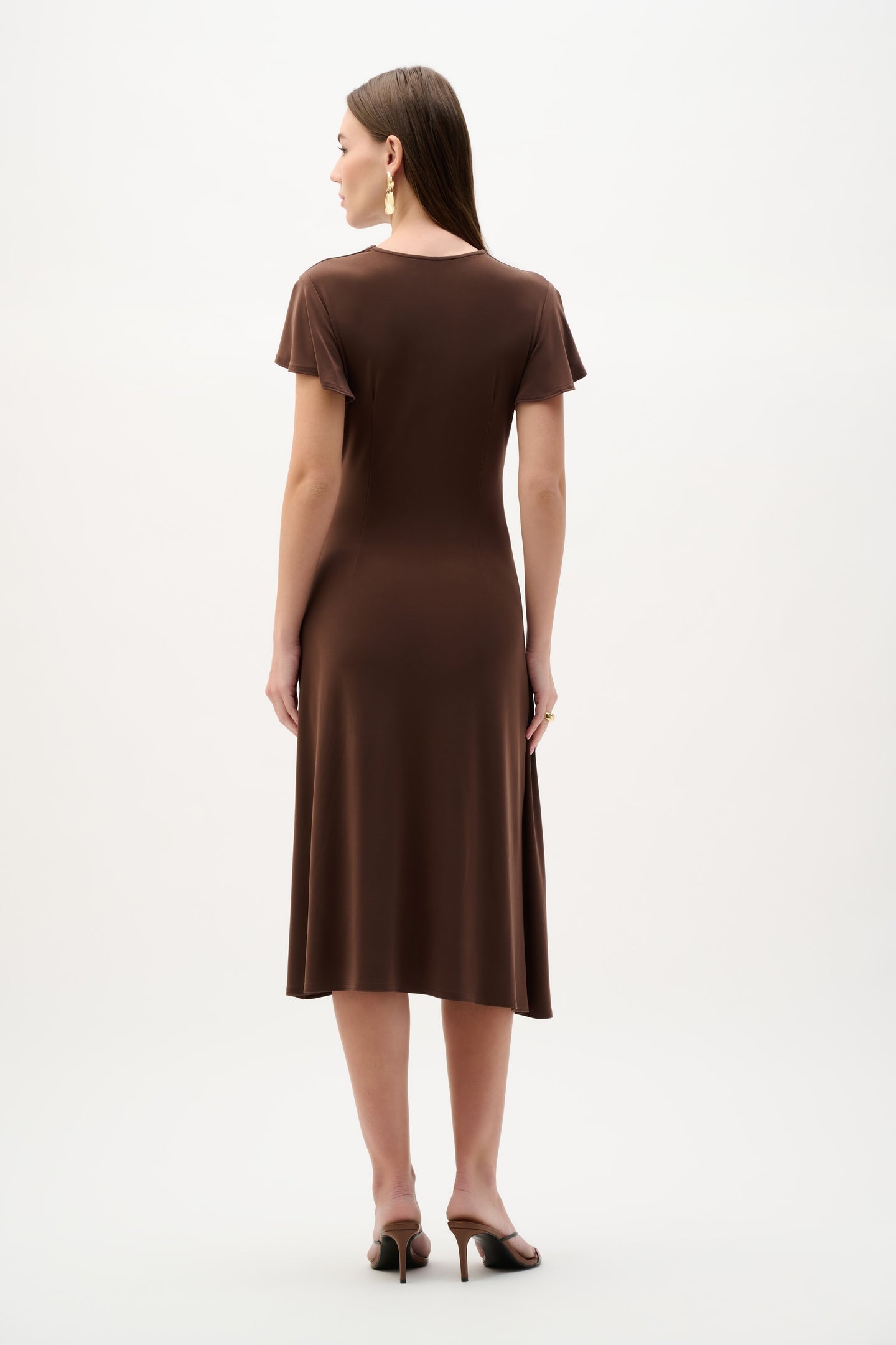 Joseph Ribkoff Silky Knit Wrap Dress with Ruffled Sleeves