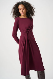Joseph Ribkoff Elderberry Drape Front Scuba Crepe Dress