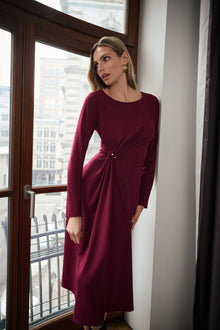 Joseph Ribkoff Elderberry Drape Front Scuba Crepe Dress