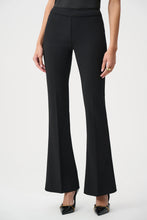 Scuba Black Flare Pant by JOSEPH Ribkoff with high waist and wide flared legs styled with black heels