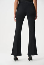JOSEPH Ribkoff Scuba Black Flare Pant shown from the back with a fitted waist and flared legs