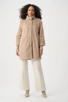 Joseph Ribkoff Soft Taupe Textured Faux Fur Coat