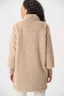 Joseph Ribkoff Soft Taupe Textured Faux Fur Coat