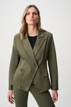 JOSEPH Ribkoff Avocado Blazer in olive green with double breasted buttons and flap pockets