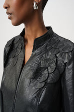 Black Embelished Jacket by JOSEPH Ribkoff with textured floral embellishments