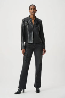 Joseph Ribkoff Black Embellished Foiled Suede Jacket