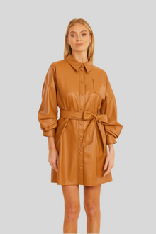 Vegan Leather Camel Dress