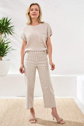 Tribal Stripe Pull-On Capri Pant