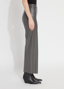 Gray Hi Waist Vegan Leather Wide Leg Pants