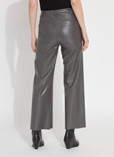 Gray Hi Waist Vegan Leather Wide Leg Pants