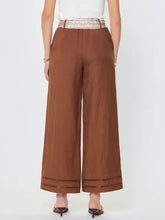 Linen Blend Cropped Wide Pants w/ Scarf Belt