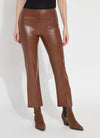 Lyssé Ankle Elysse Vegan Leather Pant with cropped fit-and-flare leg and smoothing waistband in color whiskey
