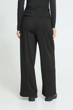 ICHI Twillish Wide Pant in black shown from the back with wide legs and tailored pockets