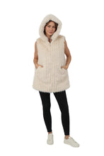 Love Token Shirley cream hooded reversible vest, hood worn up