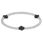 Enewton Signature Cross Silver Pattern 3mm Bead Bracelet - Onyx
