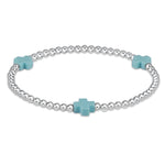 Enewton Signature Cross Silver Pattern 3mm Bead Bracelet - Turquoise