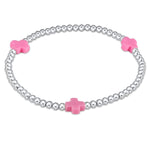 Enewton Signature Cross Silver Pattern 3mm Bead Bracelet - Bright Pink