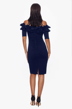 Navy Off Shoulder Ruffle Dress