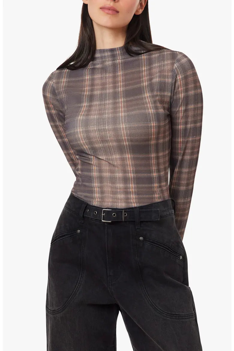 Ombre Plaid Turtleneck Top by habitual worn with black jeans