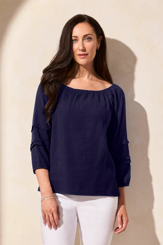 Tribal Cotton Gauze Convertible Off-Shoulder Top