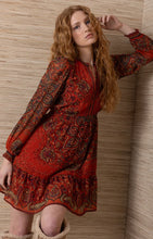 Orange Winifred Dress by hale bob featuring a paisley print long sleeves and a tiered skirt