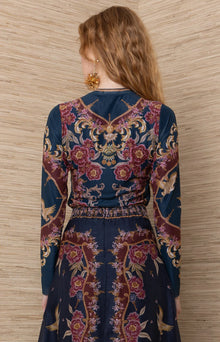 Hale Bob Winona Navy Floral Long Sleeve Top