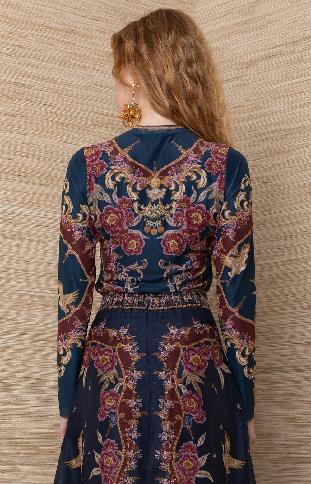 Hale Bob Winona Navy Floral Long Sleeve Top