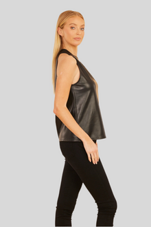 Faux Leather Black Halter Top