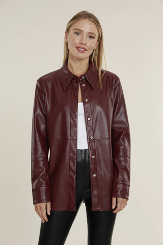 Wine Faux Leather Shirt