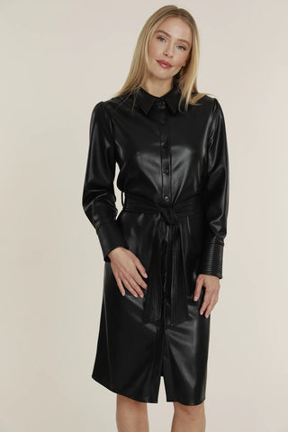 Black Midi Leather Dress