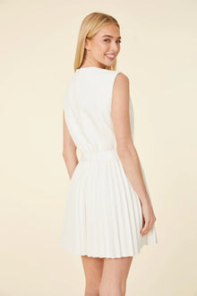 Vegan Leather Sleeveless Pleated Skirt Dress