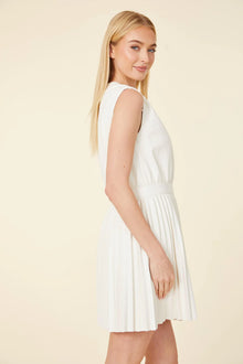 Vegan Leather Sleeveless Pleated Skirt Dress