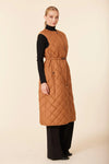 Bronze Nylon Quilted Long Vest