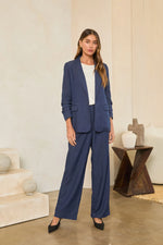 Skies Are Blue True Blue Ruched Sleeve Open-Front Blazer