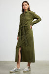 Olive Twill Midi Dress