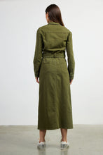 Olive Twill Midi Dress