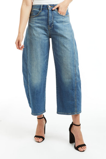 High Rise Barrel Crop Jeans