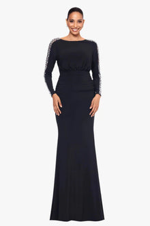 Embellished Sleeve Black Gown