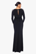 Embellished Sleeve Black Gown