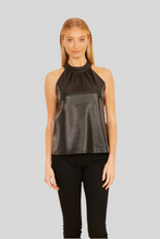 Faux Leather Black Halter Top