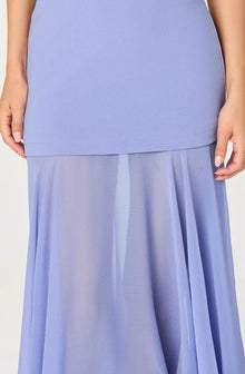 Astr Lizet Strapless Mini Dress with Sheer Maxi Overlay