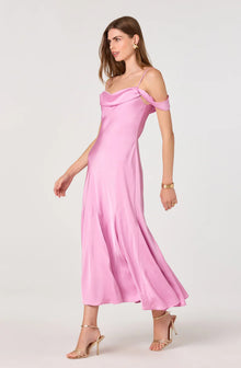 Astr Araxie Satin Off-Shoulder Midi Dress