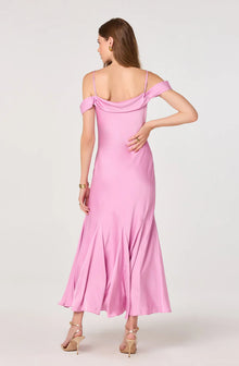 Astr Araxie Satin Off-Shoulder Midi Dress