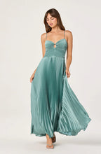 Astr Alaia Satin Plissé Maxi Dress